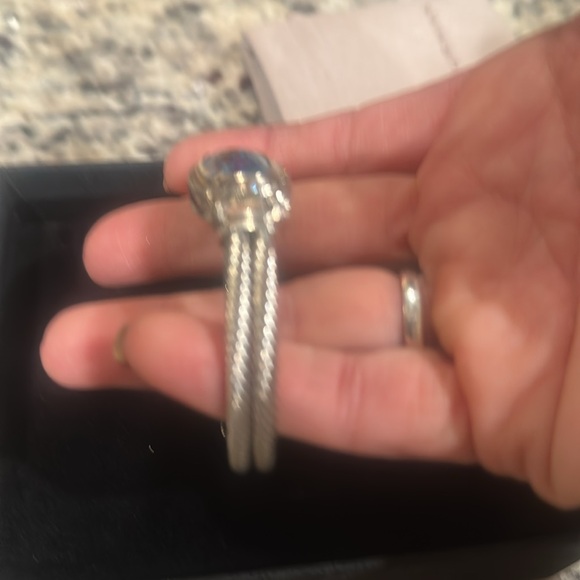 Rare David Yurman 925 Blue Topaz & Diamond Cable Gemstone Albion Bangle Bracelet - Picture 16 of 16
